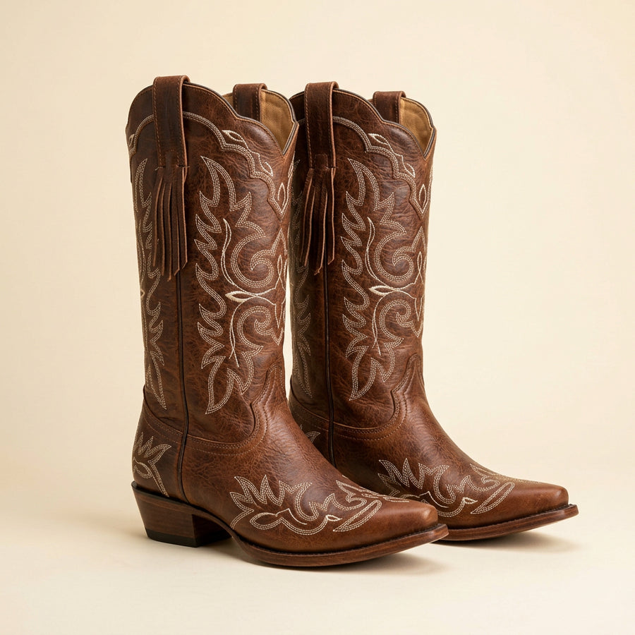 Calla | Women's Wide Calf Western Fringe Cowboy Boots