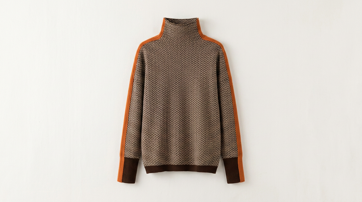 Threnody | Women's Herringbone Turtleneck Sweater