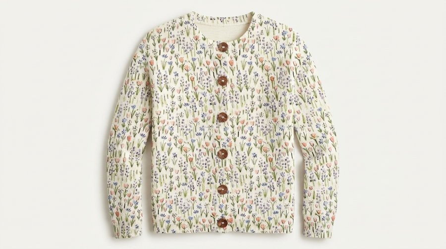 Calveth | Women's Floral Print Button-Front Cardigan