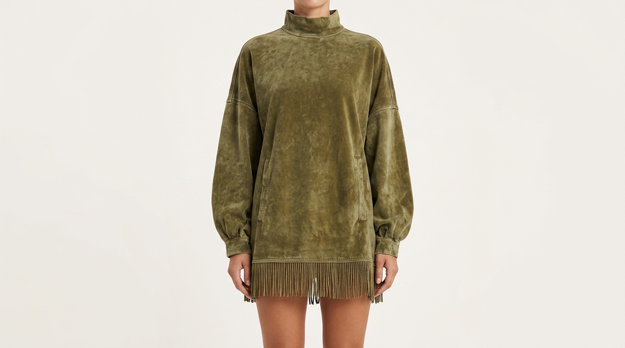 Briella | Women's Knit Sweater Dress with Fringe Hem
