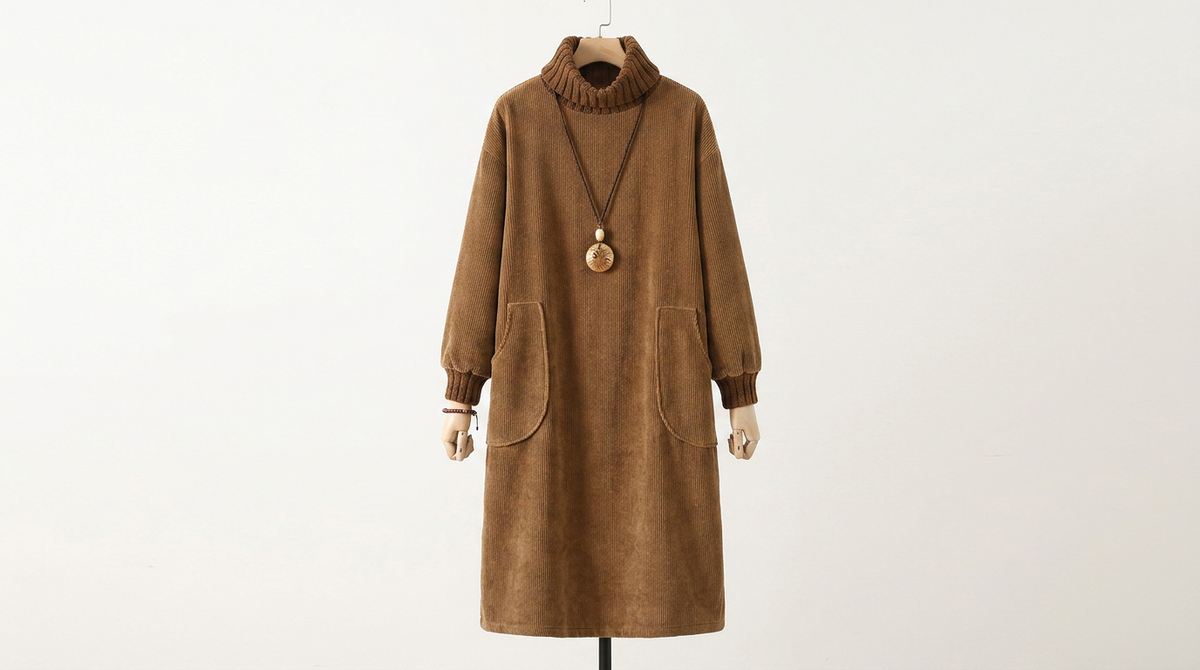 Delia | Women's Knit Sweater Dress Turtleneck Midi